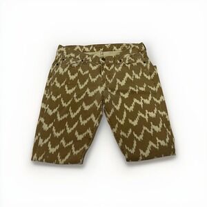 7 For All Mankind Jeans Women 27 Brown Cream Ikat Print Straight Leg Stretch USA